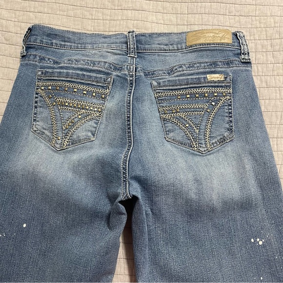 Seven7 Women’s Girlfriend Embellished Studded Distressed Blue Jeans Size 8 - Picture 10 of 10